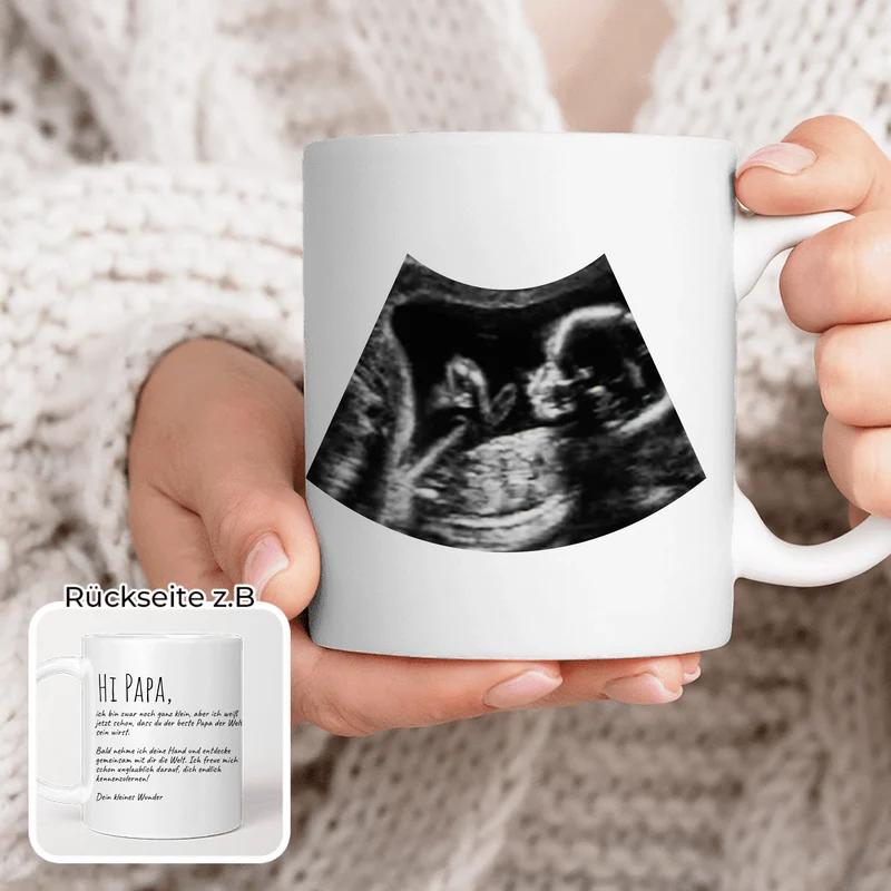 Personalisierte Tasse - Hi Papa, ich freu mich dich zu sehen... mit Ultraschallbild