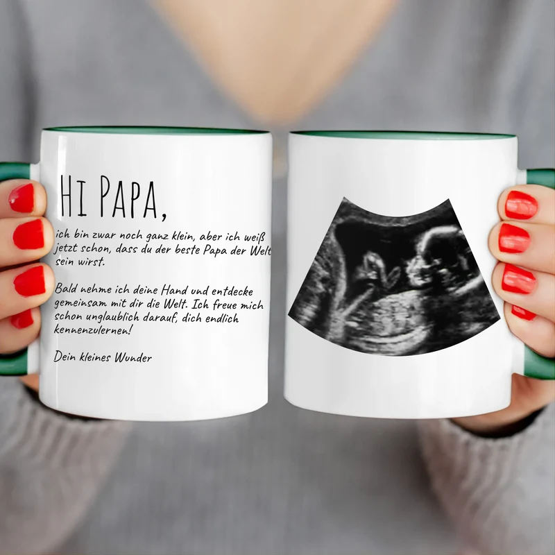 Personalisierte Tasse - Hi Papa, ich freu mich dich zu sehen... mit Ultraschallbild