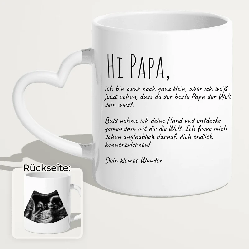Personalisierte Tasse - Hi Papa, ich freu mich dich zu sehen... mit Ultraschallbild
