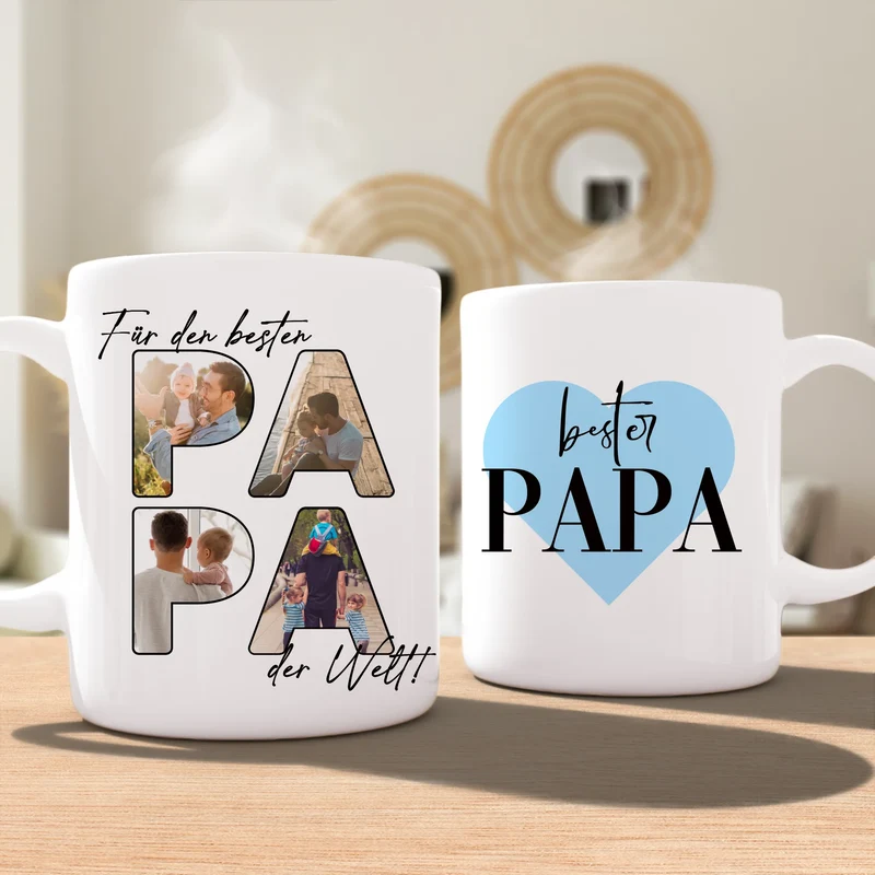 Personalisierte Tasse - Für den besten PAPA der Welt mit 4 Bildern