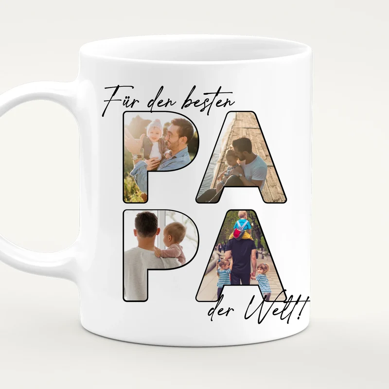 Personalisierte Tasse - Für den besten PAPA der Welt mit 4 Bildern