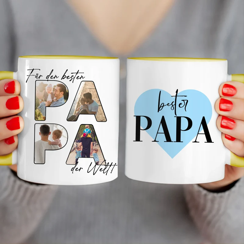 Personalisierte Tasse - Für den besten PAPA der Welt mit 4 Bildern