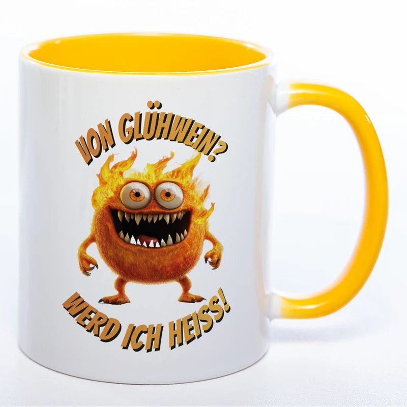 Weihnachtstasse Flammen-Monster – Von Glühwein? Werd ich heiß!