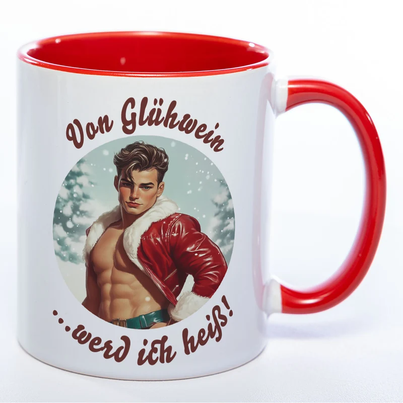 Retro-Weihnachtstasse - Von Glühwein? Werd ich heiß!
