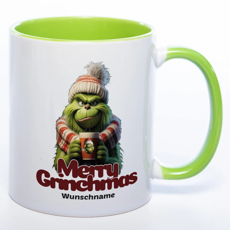Grinch Weihnachtstasse Merry Grinchmas - lustige Kaffetasse - spülmaschinenfest
