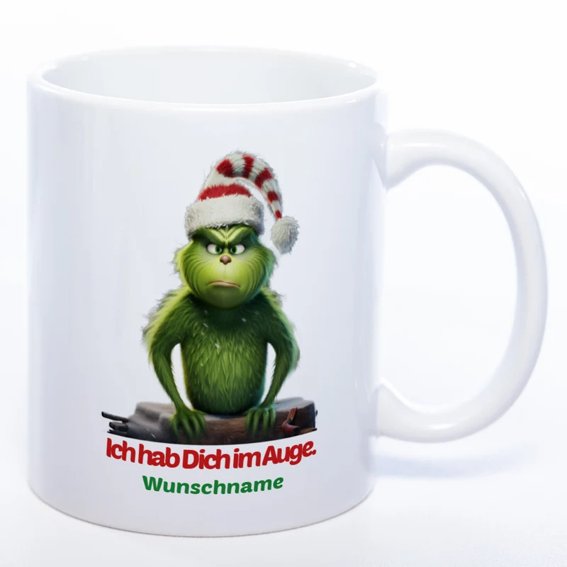 Grinch Weihnachtstasse Ich hab Dich im Auge - lustige Kaffetasse - spülmaschinenfest