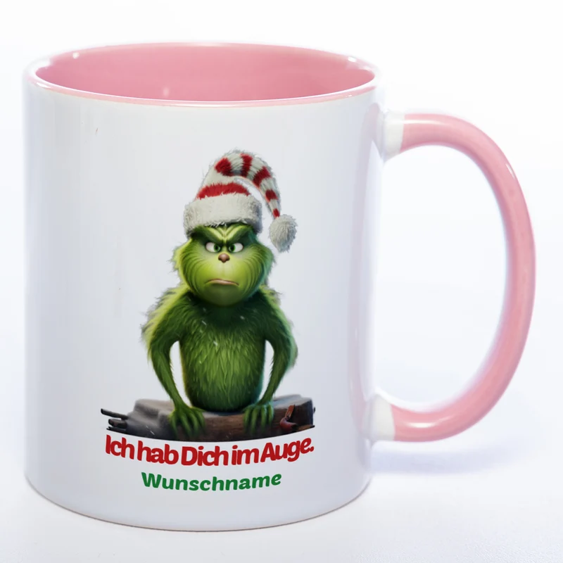 Grinch Weihnachtstasse Ich hab Dich im Auge - lustige Kaffetasse - spülmaschinenfest