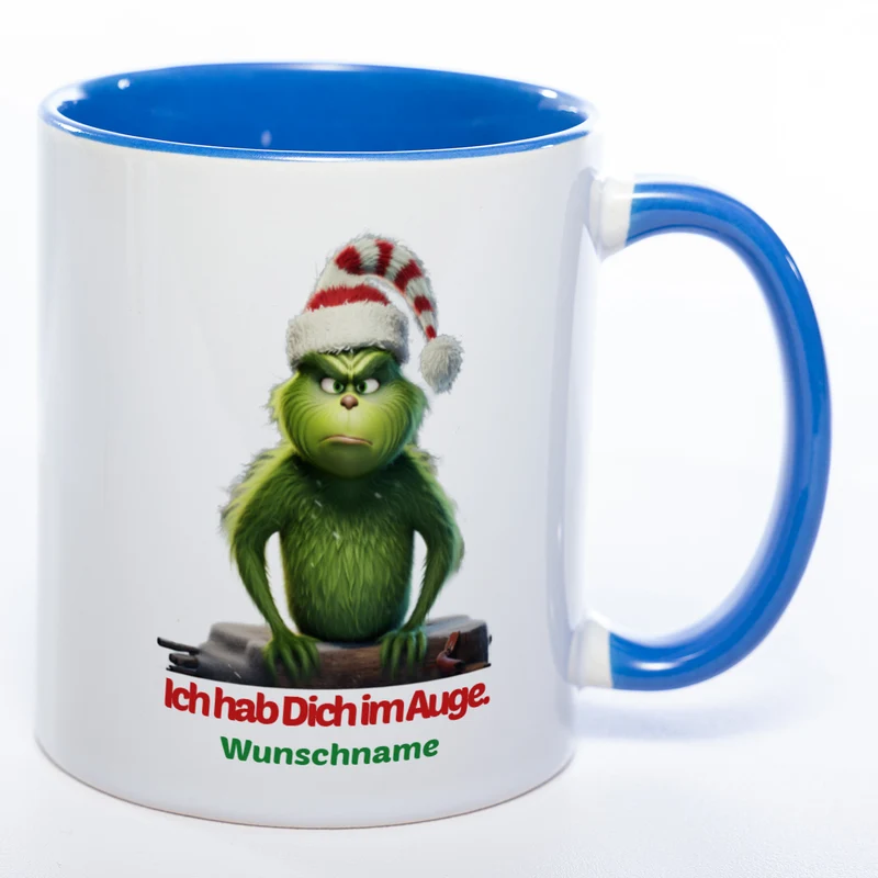 Grinch Weihnachtstasse Ich hab Dich im Auge - lustige Kaffetasse - spülmaschinenfest