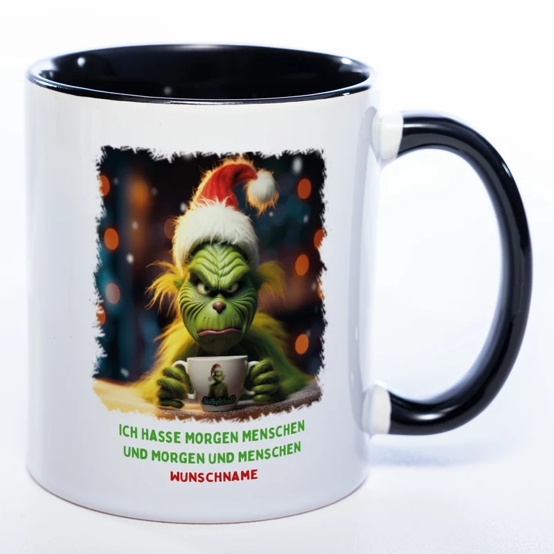 Grinch Weihnachtstasse Ich hasse Morgen Menschen - lustige Kaffetasse - spülmaschinenfest