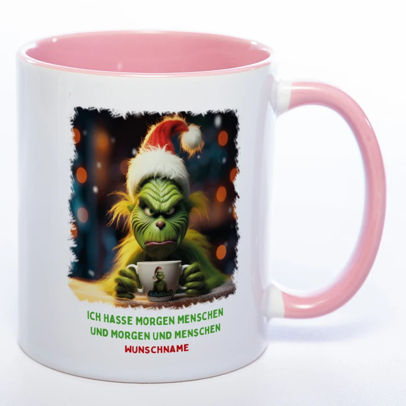 Grinch Weihnachtstasse Ich hasse Morgen Menschen - lustige Kaffetasse - spülmaschinenfest