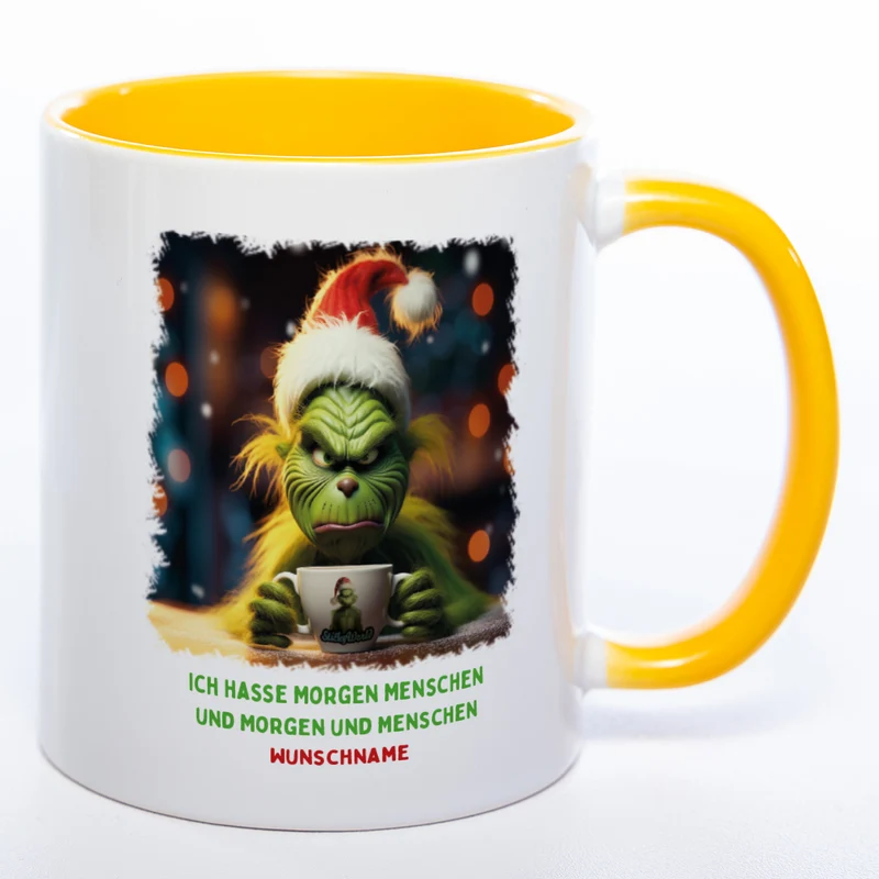 Grinch Weihnachtstasse Ich hasse Morgen Menschen - lustige Kaffetasse - spülmaschinenfest