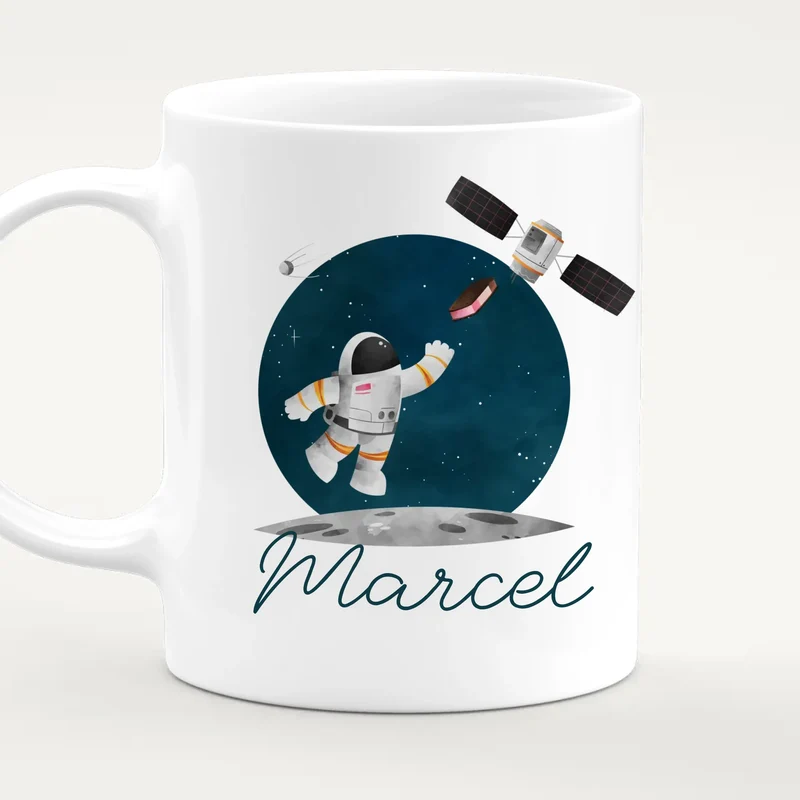 Personalisierte Kindertasse mit Astronaut und Namen