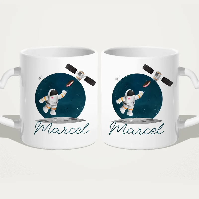 Personalisierte Kindertasse mit Astronaut und Namen