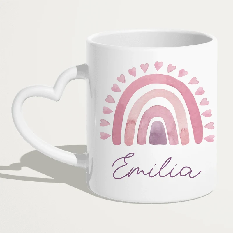 Personalisierte Kindertasse mit Regenbogen und Namen