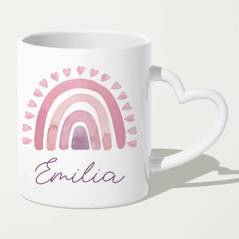 Personalisierte Kindertasse mit Regenbogen und Namen