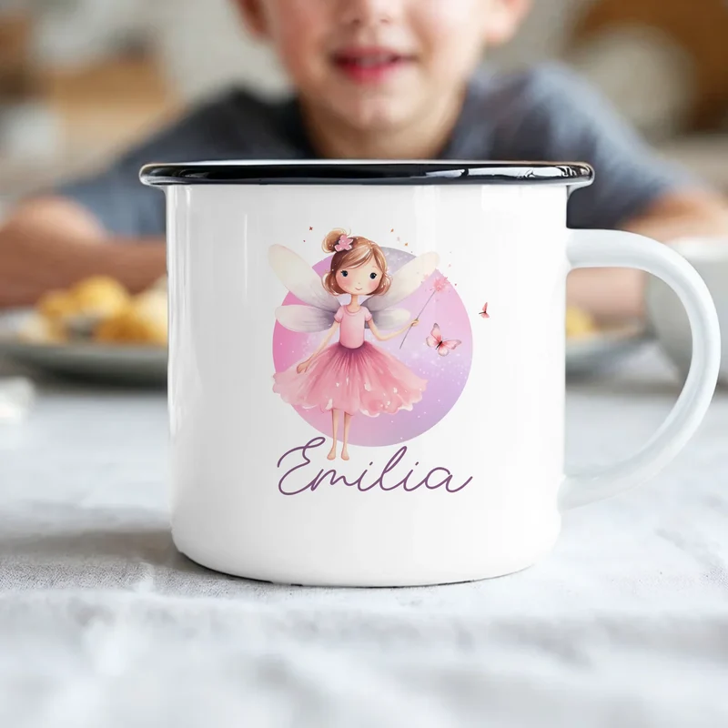 Personalisierte Kindertasse mit Fee und Namen