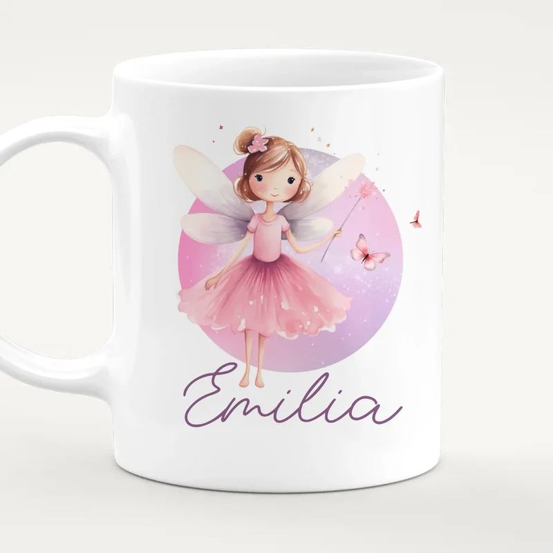 Personalisierte Kindertasse mit Fee und Namen