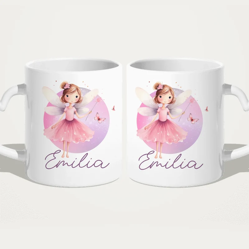 Personalisierte Kindertasse mit Fee und Namen