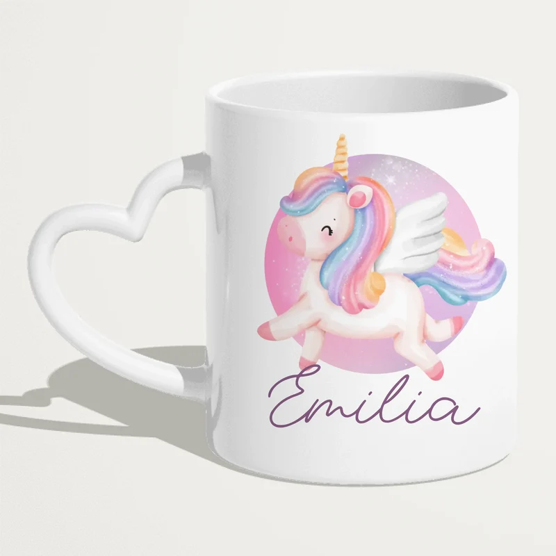 Personalisierte Kindertasse mit Einhorn und Namen