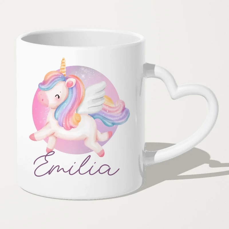 Personalisierte Kindertasse mit Einhorn und Namen