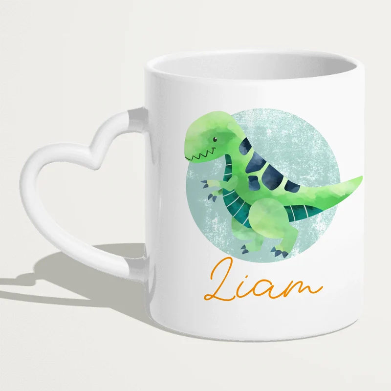 Personalisierte Kindertasse mit Dino und Namen