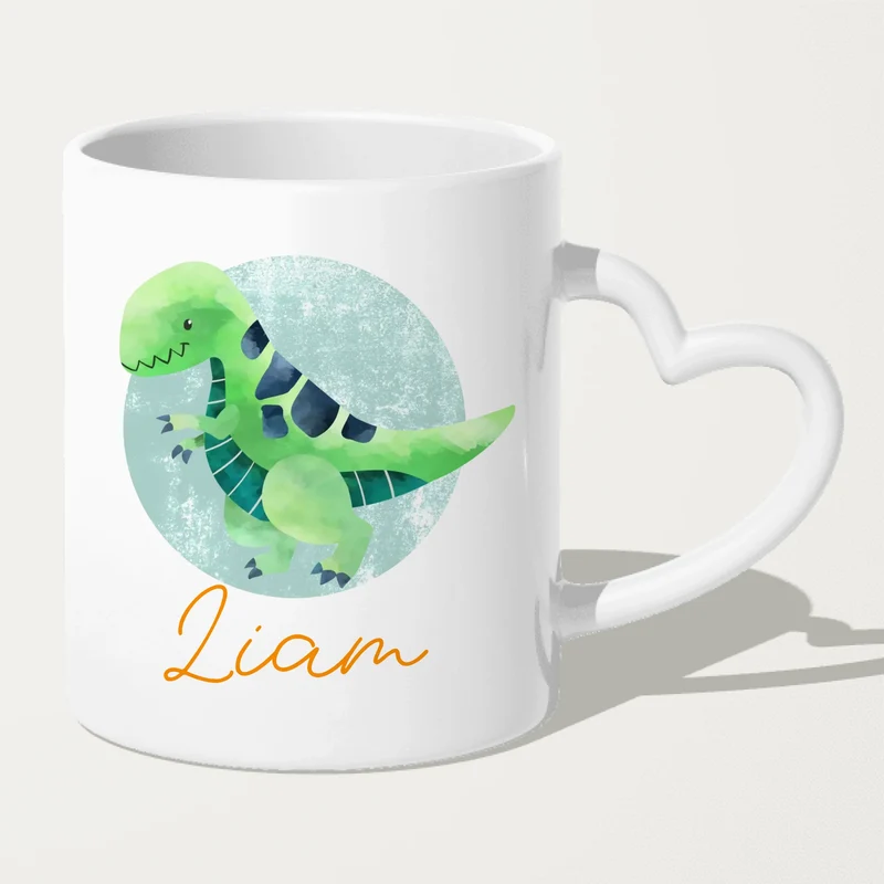 Personalisierte Kindertasse mit Dino und Namen