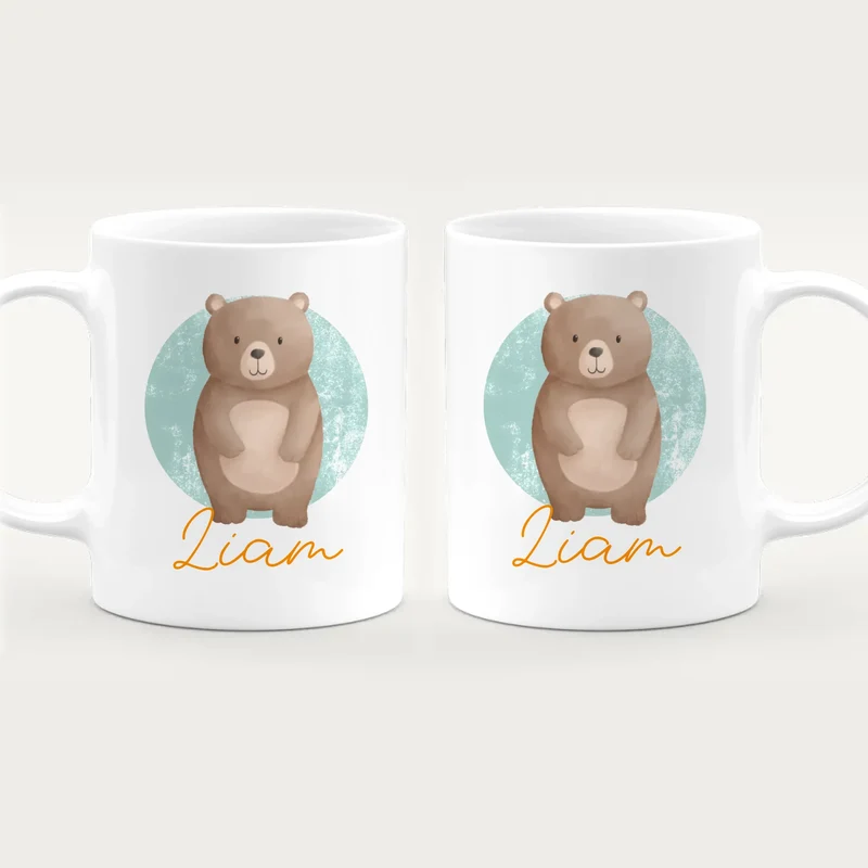 Personalisierte Kindertasse mit Jungletier und Namen