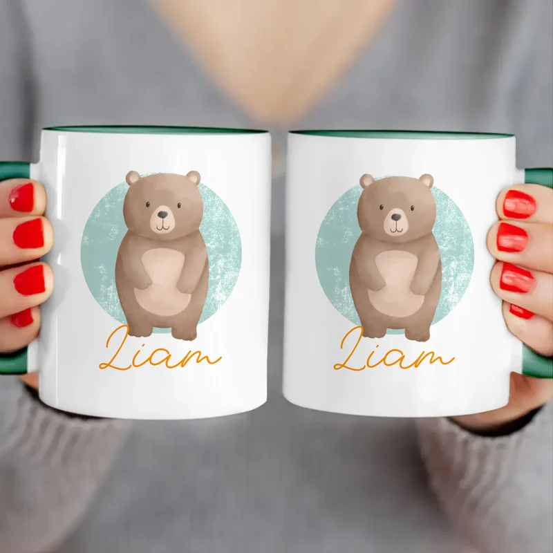 Personalisierte Kindertasse mit Jungletier und Namen
