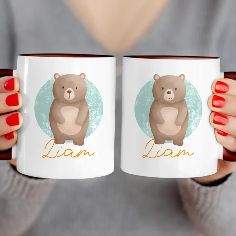 Personalisierte Kindertasse mit Jungletier und Namen