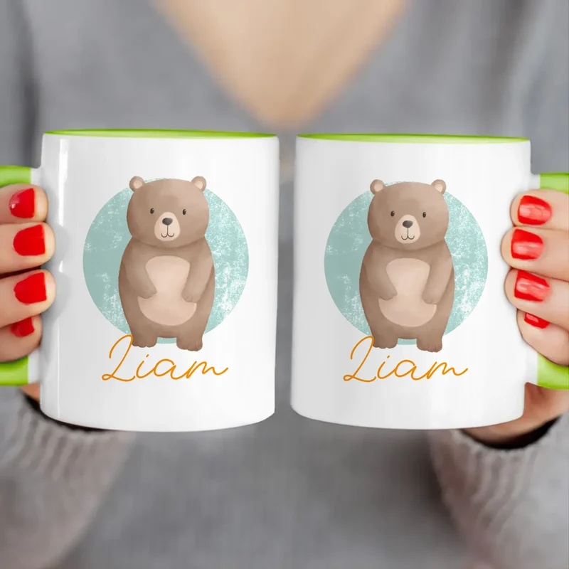 Personalisierte Kindertasse mit Jungletier und Namen