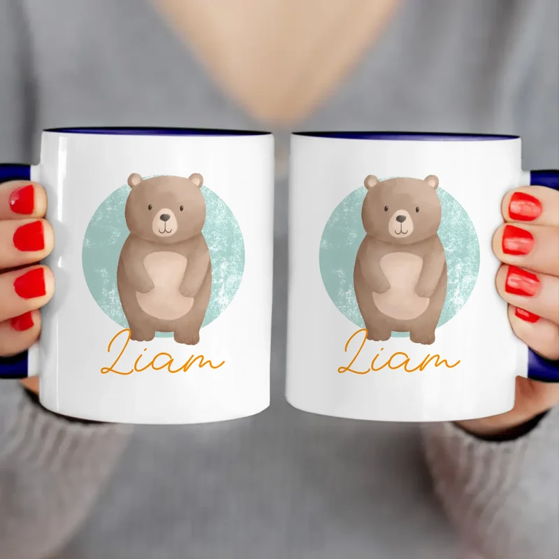 Personalisierte Kindertasse mit Jungletier und Namen