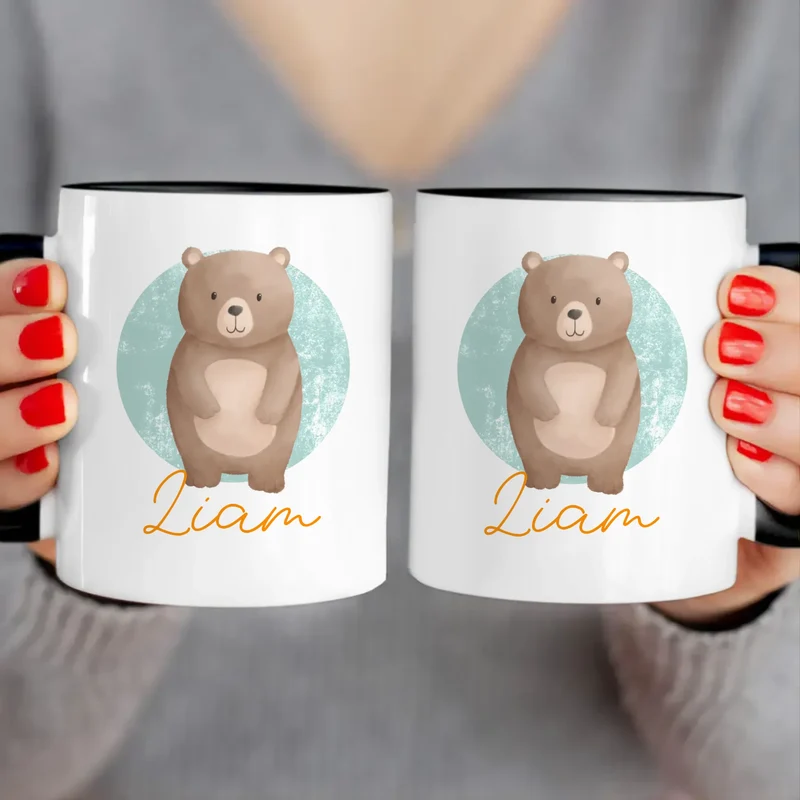 Personalisierte Kindertasse mit Jungletier und Namen