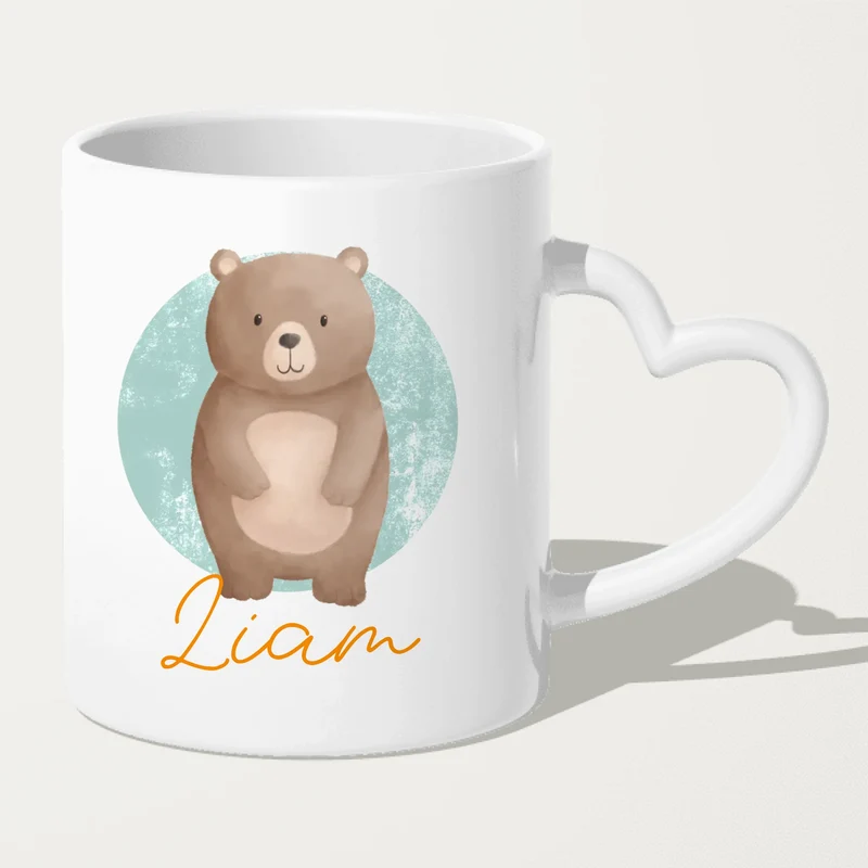Personalisierte Kindertasse mit Jungletier und Namen