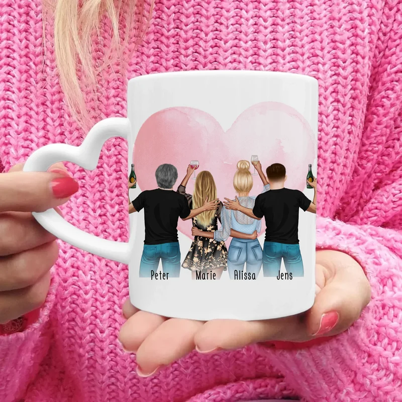 Personalisierte Tasse - Beste Freunde mit 2 Frauen + 2 Männer - stehend