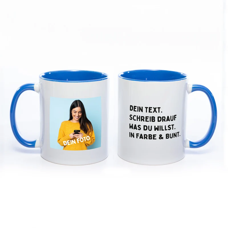 Personalisierte Fototasse – Gestalte Deine eigene Keramiktasse mit Foto und Text – Spülmaschinenfester Sublimationsdruck