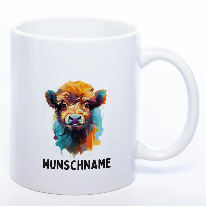 Mug Art Tasse mit Kuh Motiv & wahlweise mit NAME - spülmaschinenfest