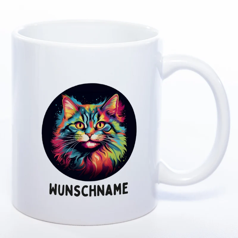 Mug Art Tasse mit Katzen Motiv 2 & wahlweise mit NAME - spülmaschinenfest
