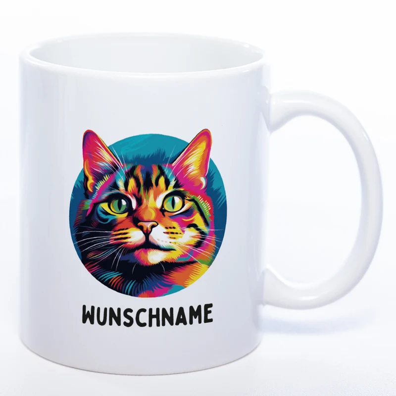 Mug Art Tasse mit Katzen Motiv & wahlweise mit NAME - spülmaschinenfest