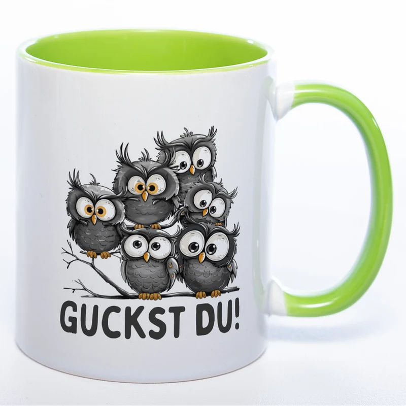 Motiv-Tasse mit Spruch "Guckst Du!" - lustige Kaffeetasse in vielen Farben -spülmaschinenfest