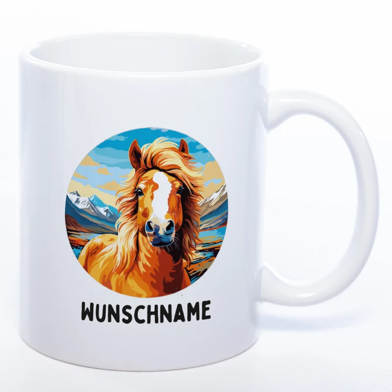 Mug Art Tasse mit Pferde Motiv & wahlweise mit NAME - Kaffeetasse StickyWorld Exclusive