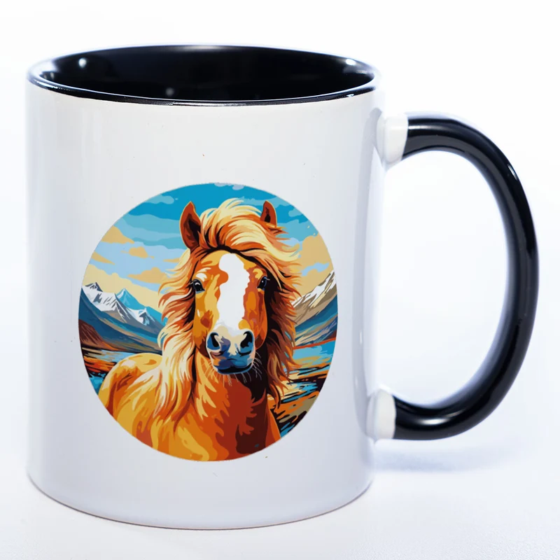 Mug Art Tasse mit Pferde Motiv & wahlweise mit NAME - Kaffeetasse StickyWorld Exclusive