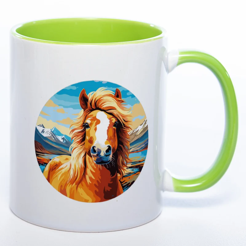 Mug Art Tasse mit Pferde Motiv & wahlweise mit NAME - Kaffeetasse StickyWorld Exclusive
