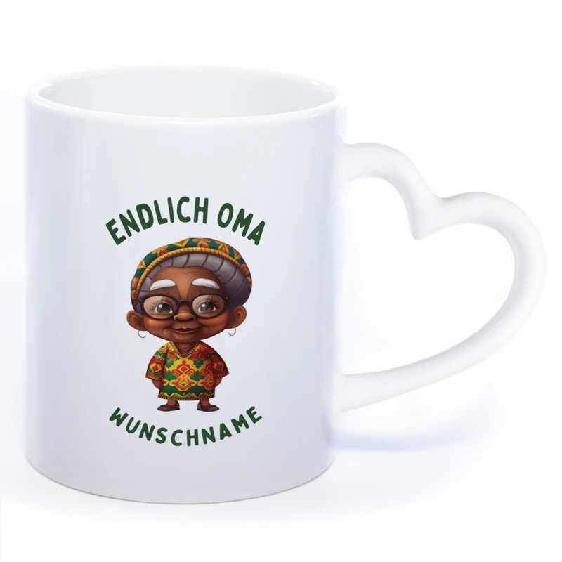 "Endlich Oma"-Tasse mit Wunschnamen - weitere Motive - spülmaschinenfest