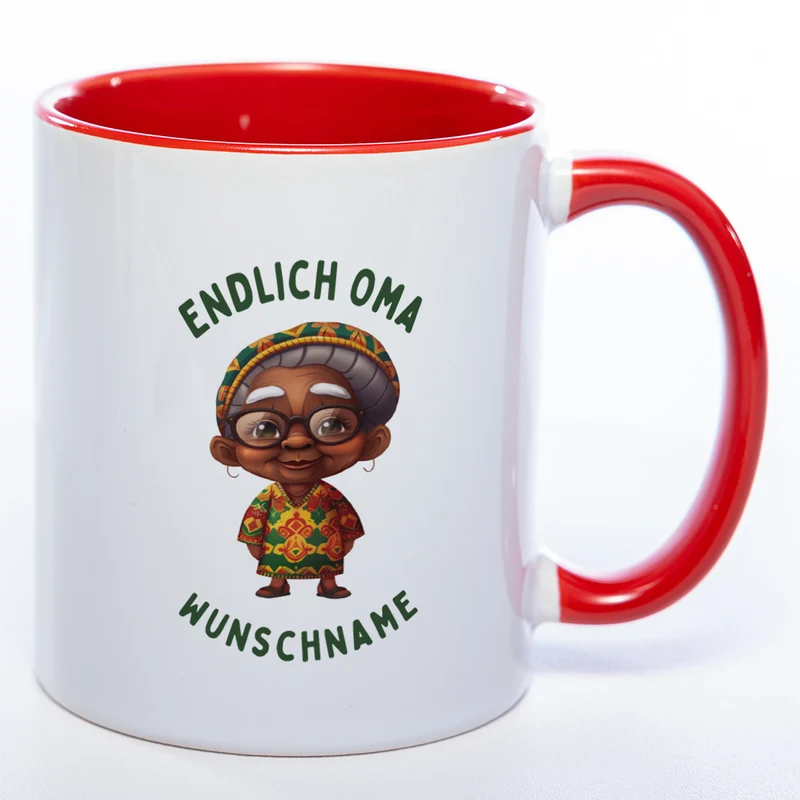 "Endlich Oma"-Tasse mit Wunschnamen - weitere Motive - spülmaschinenfest
