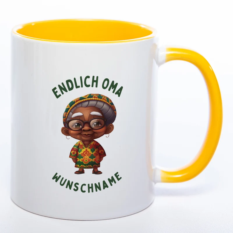 "Endlich Oma"-Tasse mit Wunschnamen - weitere Motive - spülmaschinenfest