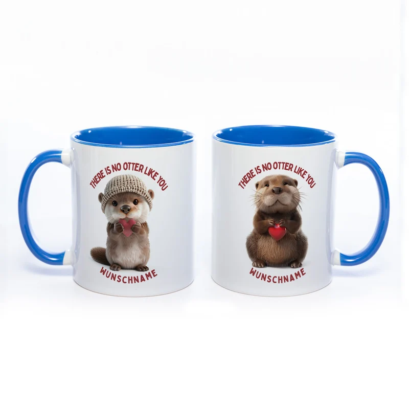 Spülmaschinenfeste Motiv-Tasse mit Otter Motiv 4 und 2 Liebessprüchen zur Auswahl - süße Kaffeetasse