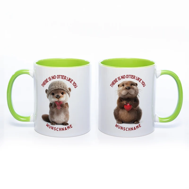 Spülmaschinenfeste Motiv-Tasse mit Otter Motiv 4 und 2 Liebessprüchen zur Auswahl - süße Kaffeetasse