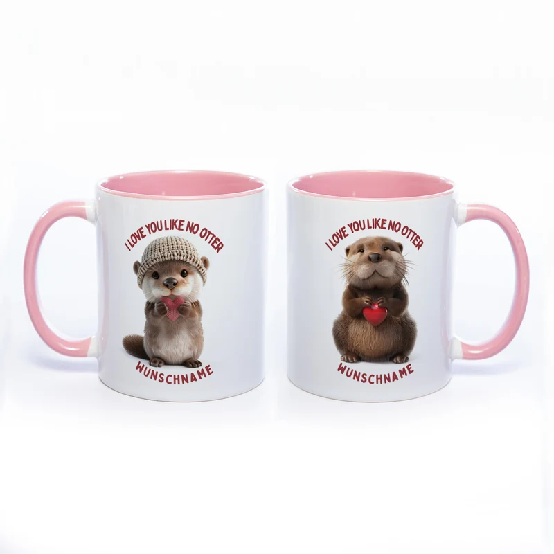 Spülmaschinenfeste Motiv-Tasse mit Otter Motiv 4 und 2 Liebessprüchen zur Auswahl - süße Kaffeetasse