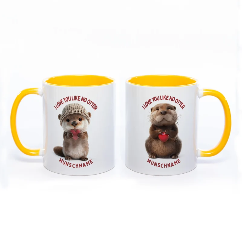 Spülmaschinenfeste Motiv-Tasse mit Otter Motiv 4 und 2 Liebessprüchen zur Auswahl - süße Kaffeetasse