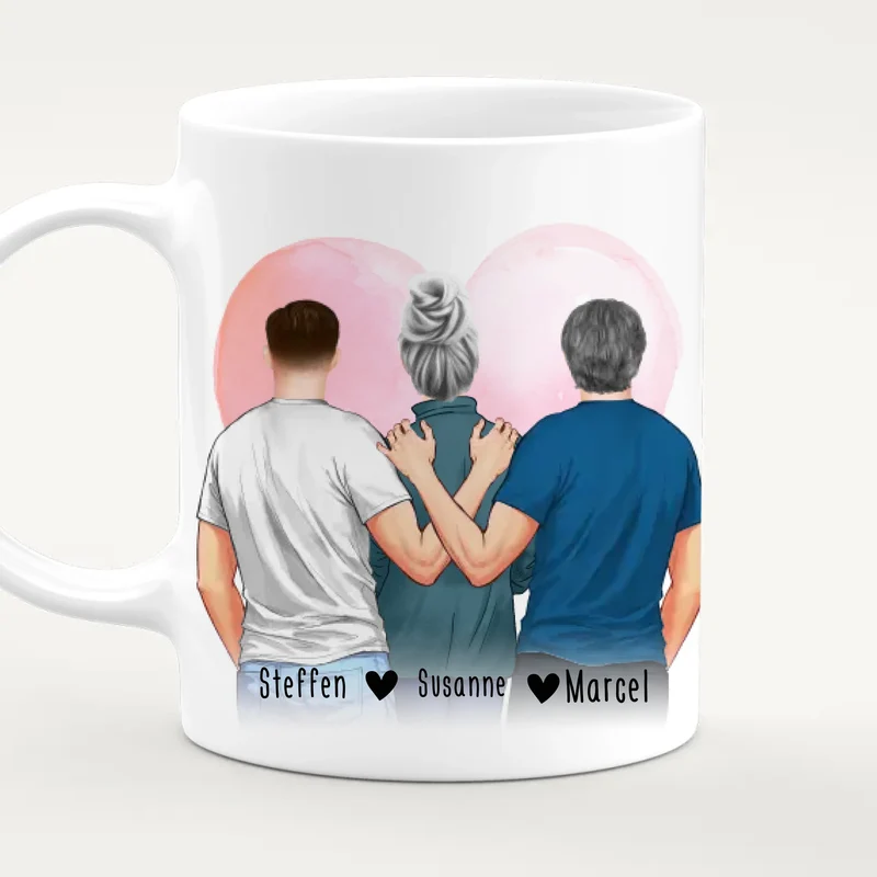 Personalisierte Tasse - Mutter/Mama + 2 Söhne (stehend)